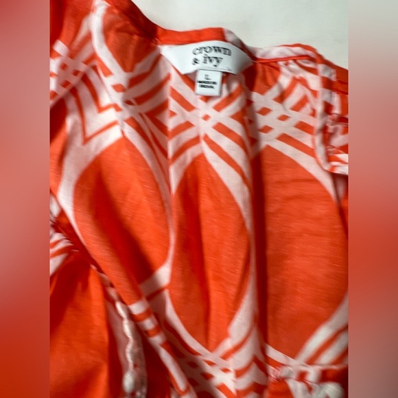 CROWN & IVY Orange‎ and white print tunic size L - Picture 10 of 13